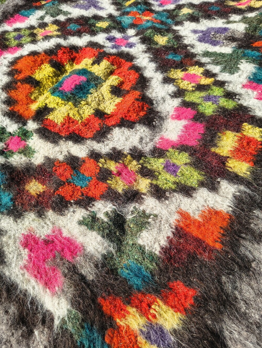 Handwoven Ukranian Wool Rug Colorful Geometric - Picture 10 of 12
